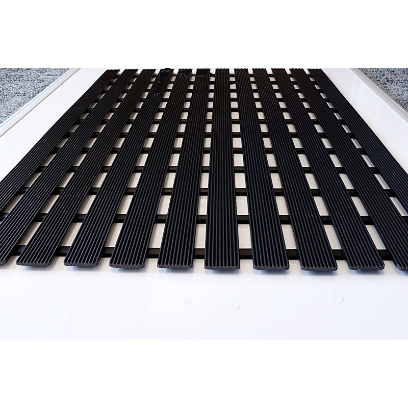 Non-Slip Slatted Shower Mat, Black