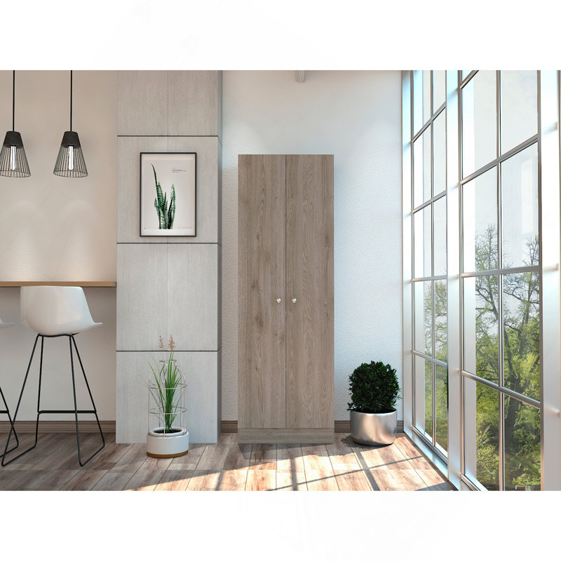 Virginia Double Door Storage Cabinet, Five Shelves, Light Grey