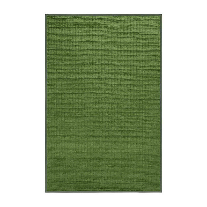 Machine Washable Solid Green Area Rug, Runner 2' x 4'
