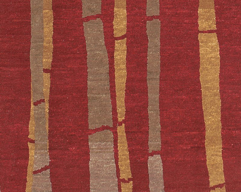 Bamboo Floral Area Rug in Gray/Red, Rectangle 6' x 9'