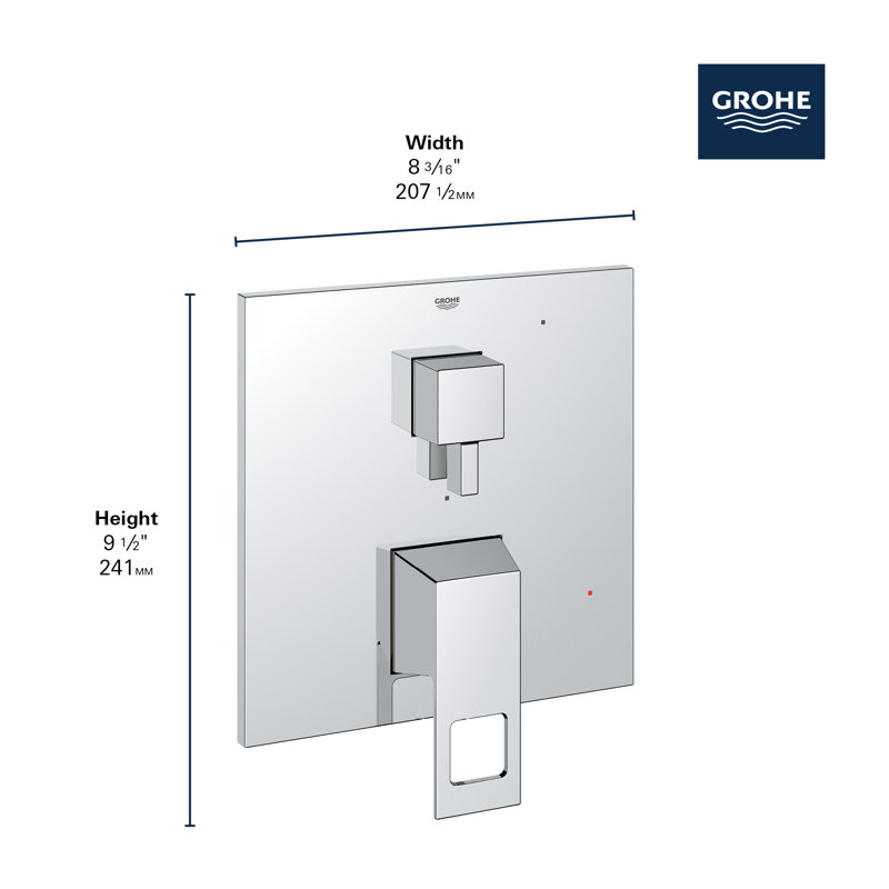 Eurocube Pressure Balance Rain Shower Set, Starlight Chrome