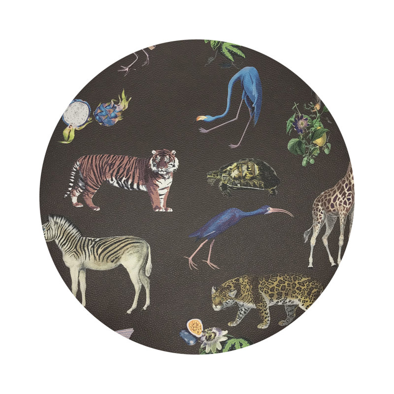 Exotix Vegan Leather Round Placemats, Brown