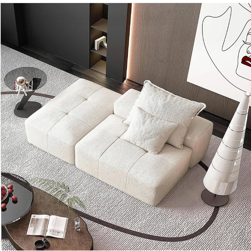 Modern extra-large modular sofa, dazzling flannel fabric cushion sofa, with two cushions, DIY integrated soft cushion sofa, no assembly required.