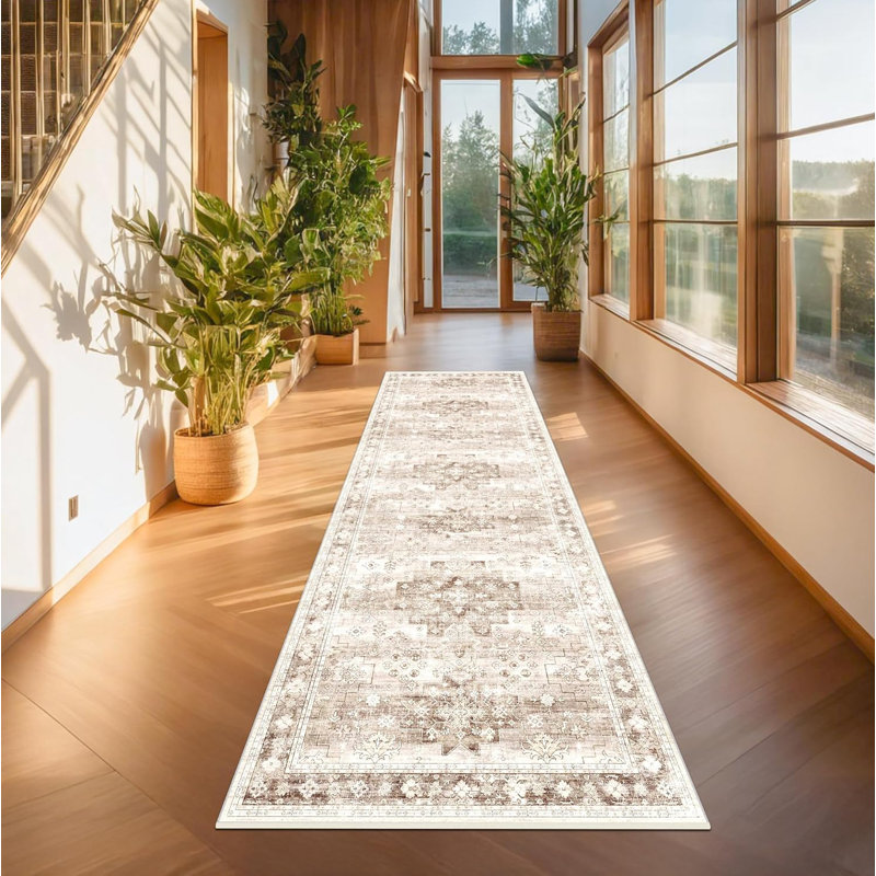 Washable Boho Kitchen Rugs Non-Slip, Runner 2' x 10'