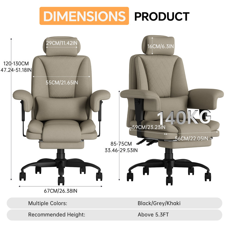 Submi Heavy Duty Office Chair 200KG, Big and Tall Desk Chair, Executive Ergonomic Office Chair with Footrest & Lumbar Support, High Back Computer Gaming Chair with Storage Gag, Liftable Armrest