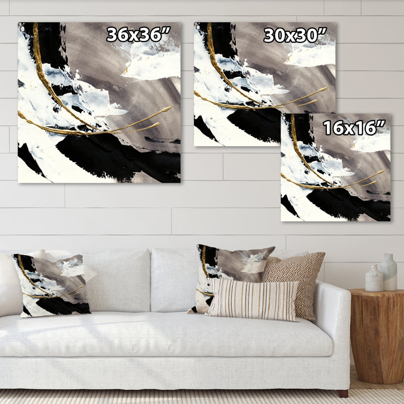 Abstract Canvas Wall Art, Glam Painted Arc Modern Print - Glam Painted Arcs II, 46" H x 46" W, Wrapped Canvas, Does Not Apply