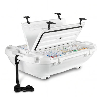 Floating Cooler, 40 QT Floating Ice Chest with Dry Storage & Tow Rope, Premium LLDPE Amphibious Drink Cooler for Water & Land, Cruise Smoothly Stable on Lake, River, Pool, Beach, Kayak, White
