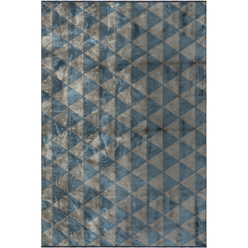 Rapture Silver/Blue Geometric Luxury Area Rug, Rectangle 7'10" x 11'2"