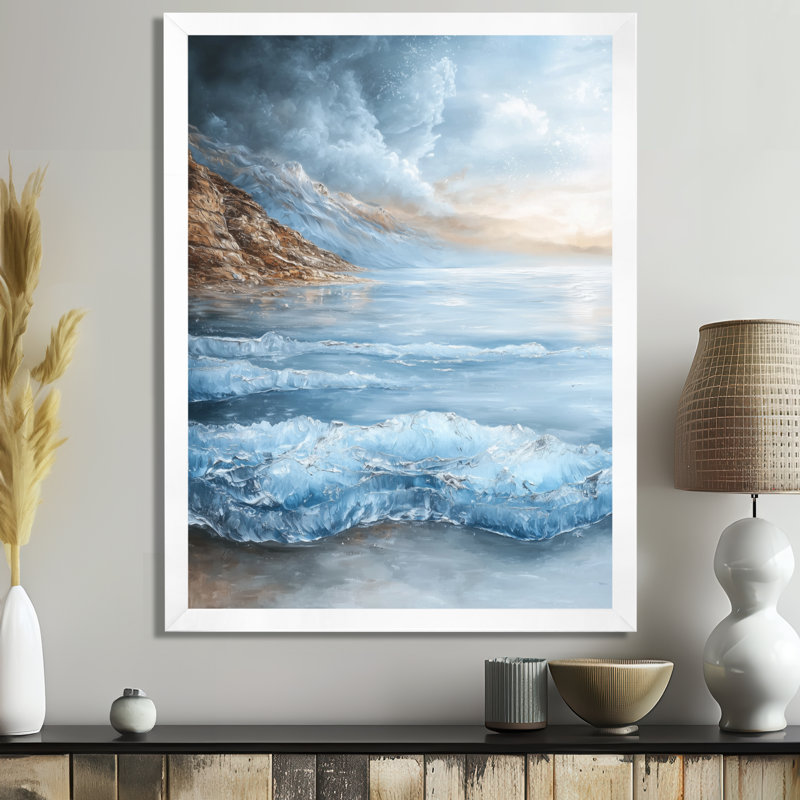 Azzahra - art mural abstrait, H 20 po x l 12 po, Reproduction encadrée d'une seule photo, Blanc