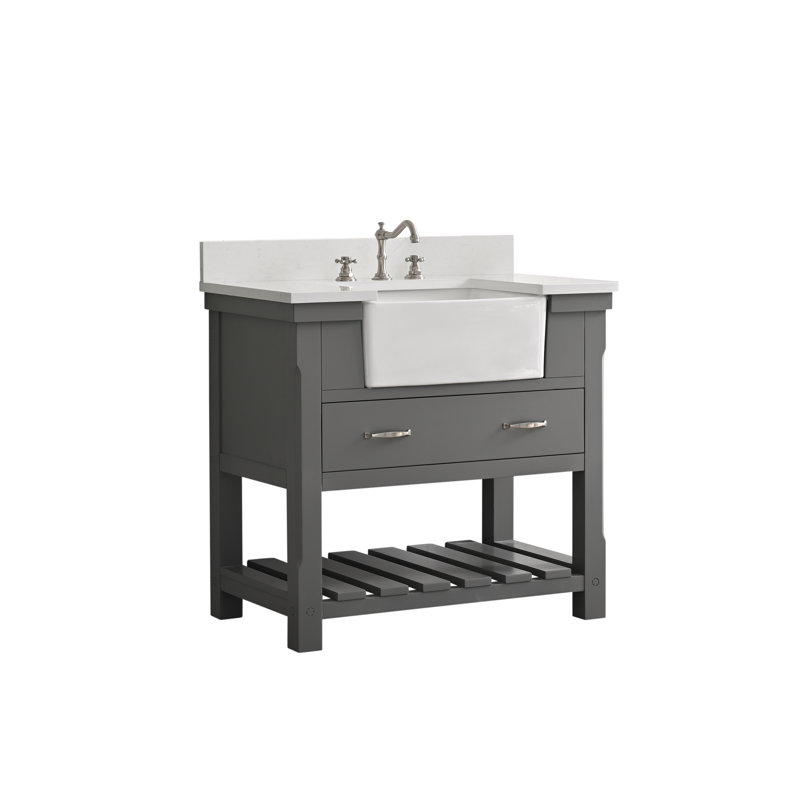 Curiel 36" Single Bathroom Vanity, Gray/Brushed Nickel