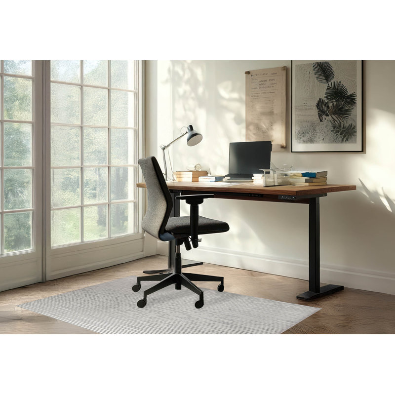 Tapis de bureau léger à lattes, L 6 pi x L 4 pi, Ivoire/gris anthracite