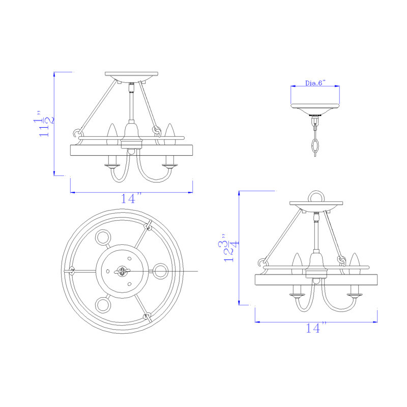 Beuvron 3 - Light Wagon Wheel Chandelier