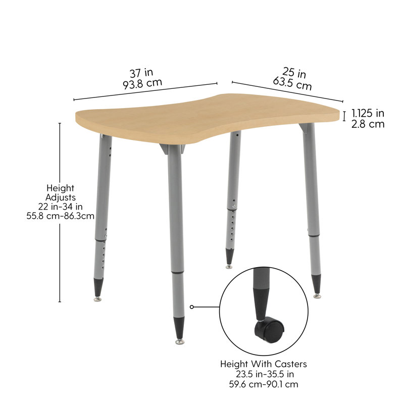 Table d'activité Adapte 25 x 37 Bowtie, Grain d'érable, Noir