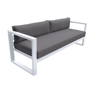 Rishana Aluminum Outdoor Sofa In Dark Gray And White
