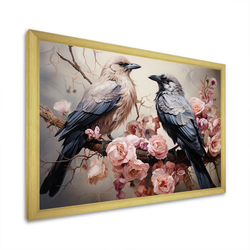 Corbeau gracieux monarques II - impression, Cadre doré simple, H 12 po x l 20 po x P 1 po