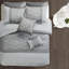 Édredon brodé gris pour très grand lit - 8 pièces, imprimé lavable à la machine, sophistication et détails