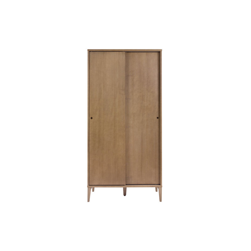Aubrianna 2 Door Solid Wood Wardrobe, Brown