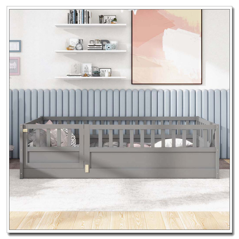 Lit en bois, Gris, Lit simple
