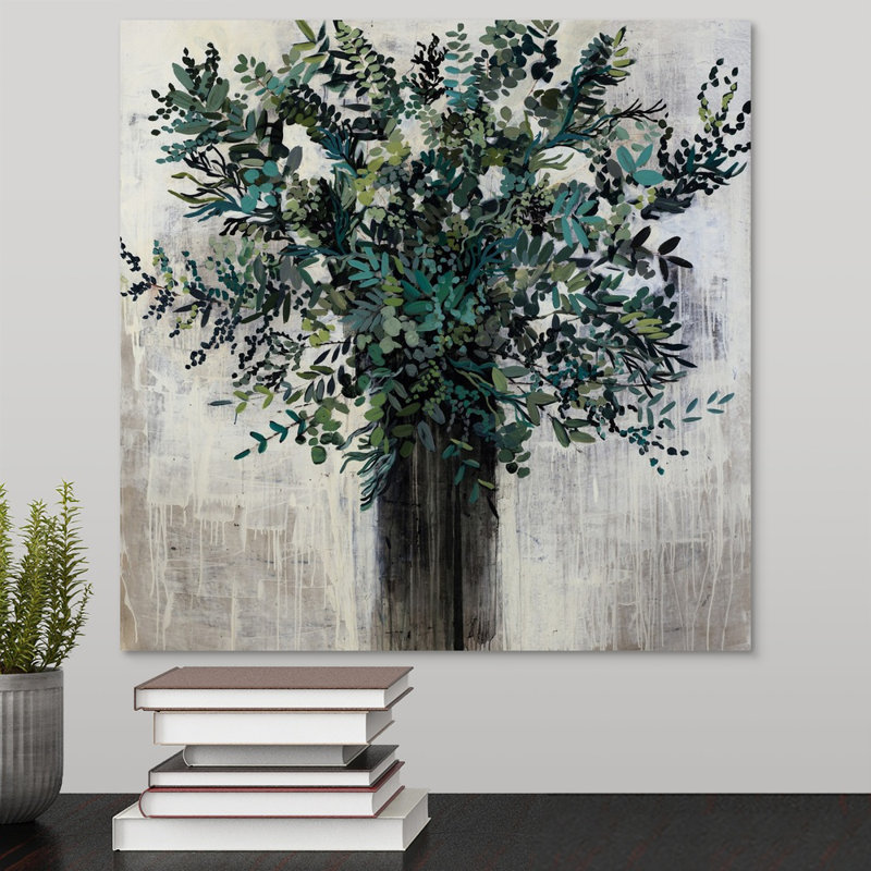 « eucalyptus disposition », peinture sur toile, Toile tendue, H 16 po x l 16 po x p 1,25 po