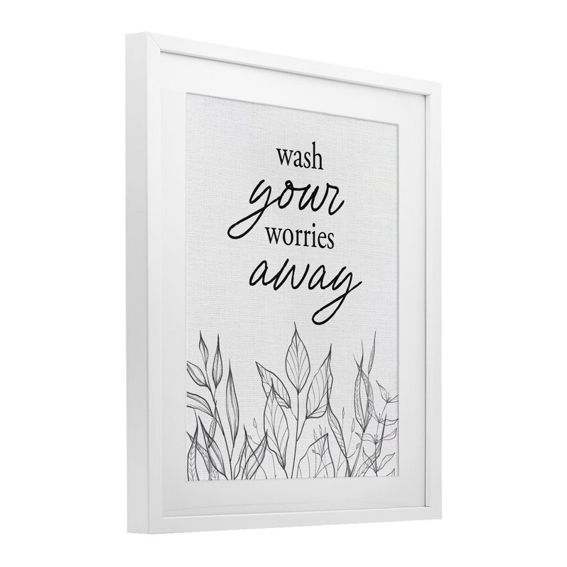 Wash Your Worries Away, H 16 po x l 13 po, Cadre blanc côtier