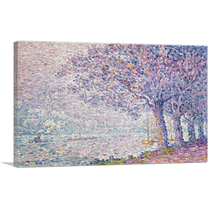 "La seine à Saint Cloud" par Paul Signac - reproduction d'art sur toile tendue, H 18 po x l 26 po x P 1,5 po