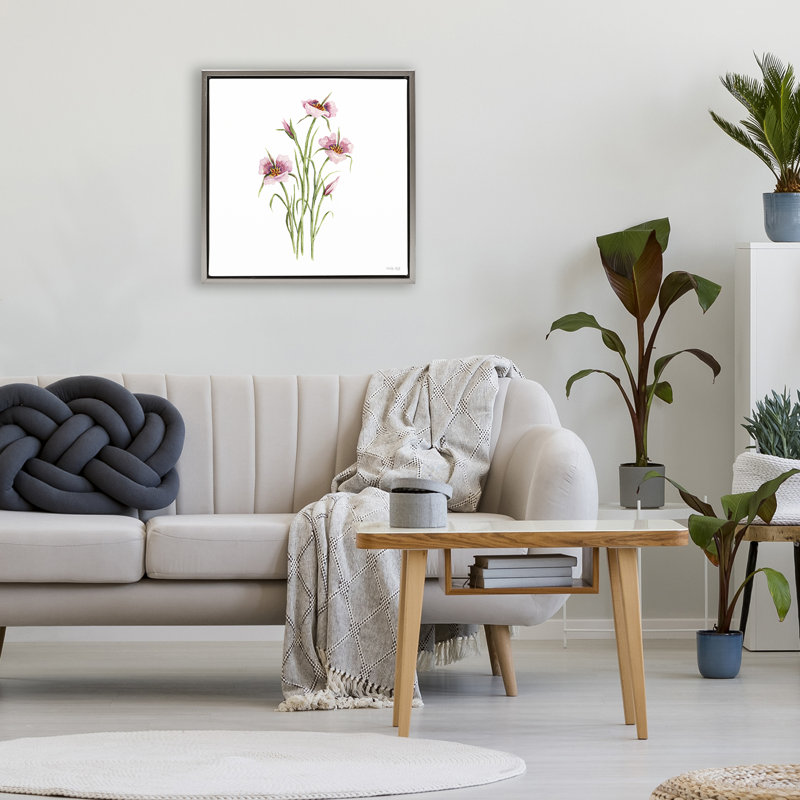 Cadre flottant botanique Fuchsia Mariposa, design par Cindy Jacobs, H 18 po x l 18 po, Cadre flottant gris lustré