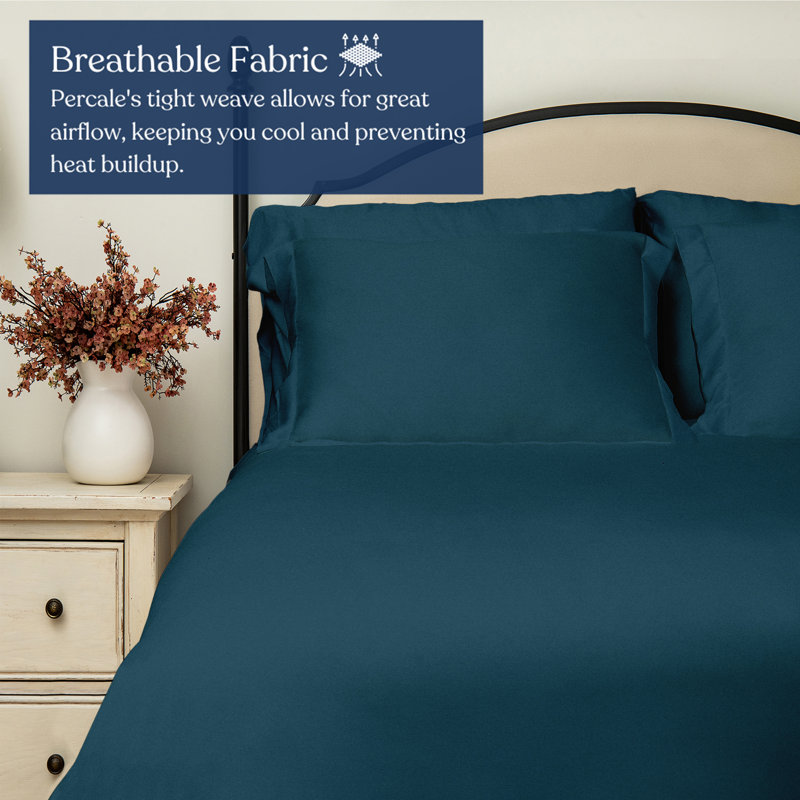 Perecale Bedding 100% Organic Cotton Percale Flat Sheet, 400 Thread Count GOTS Certified, Smooth & Moisture-Wicking