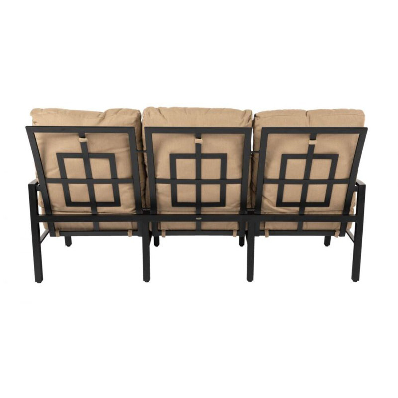 Nico 75'' Wide Metal Patio Sofa with Cushions, Smooth Black, Canvas Heather Beige Sunbrella® Canvas