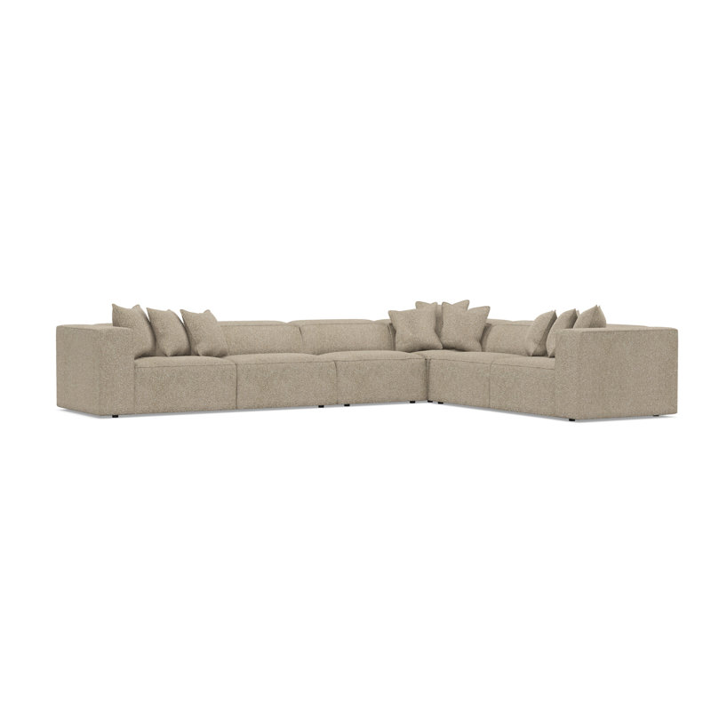 Bernhardt Bliss 4-Piece Fabric Sectional, Light Beige Polyester, 28" H x 160.5" W x 123.5" D
