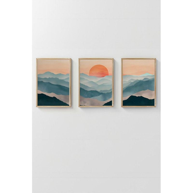 Ensemble de 3 peintures élégantes encadrées décoratives, 12,9 po x 18,9 po | Cadre 100% bois massif (épaisseur: 0,8 pouce), œuvre d'art 100% MDF | Impression numérique éclatante, parfaite pour la décoration de salon et de bureau