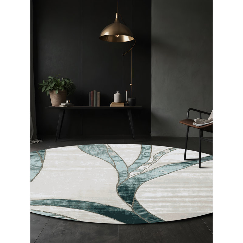 Machine Washable Brown Area Rug, Round 7'