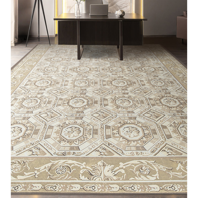 Hand-Knotted High-Quality Beige and Gold Area Rug
