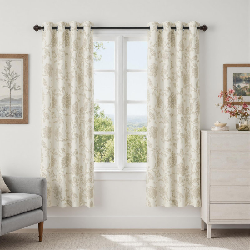 Rideaux occultant à motif cachemire Freda, L 52 po x L 84 po, Beige