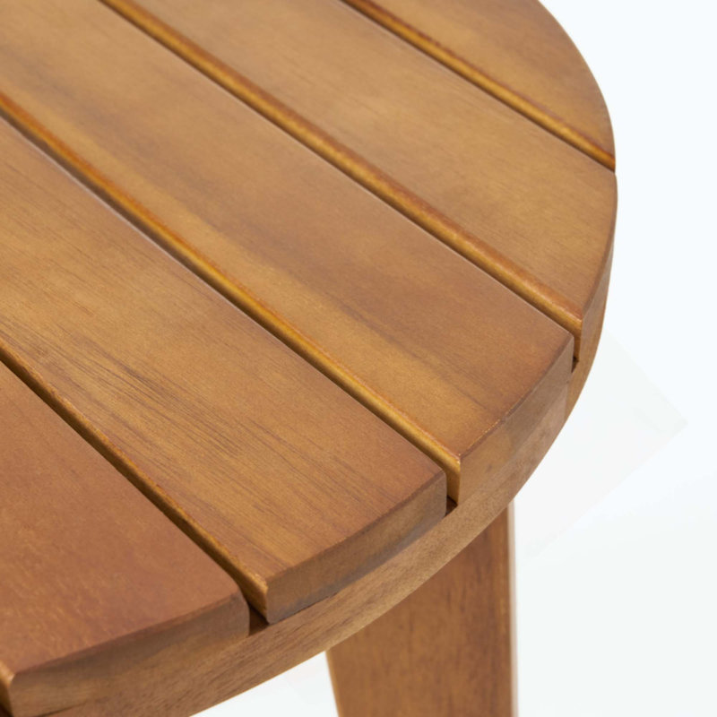 Rustic Outdoor Acacia Wood Side Table with Slat Panel Top, Compact Weather-Resistant Accent Table, Natural