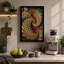 Golden Spirals and Berries Art Deco 1 Piece Wrapped Canvas Wall Art-399171180-399171181