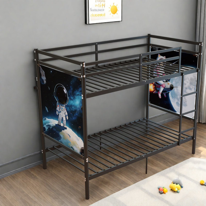 Lit gain de place avec rangement, cadre en métal de 197 cm, style moderne pour maison familiale