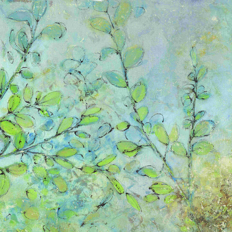 Les feuilles - peinture sur toile tendue, H 12 po x l 12 po