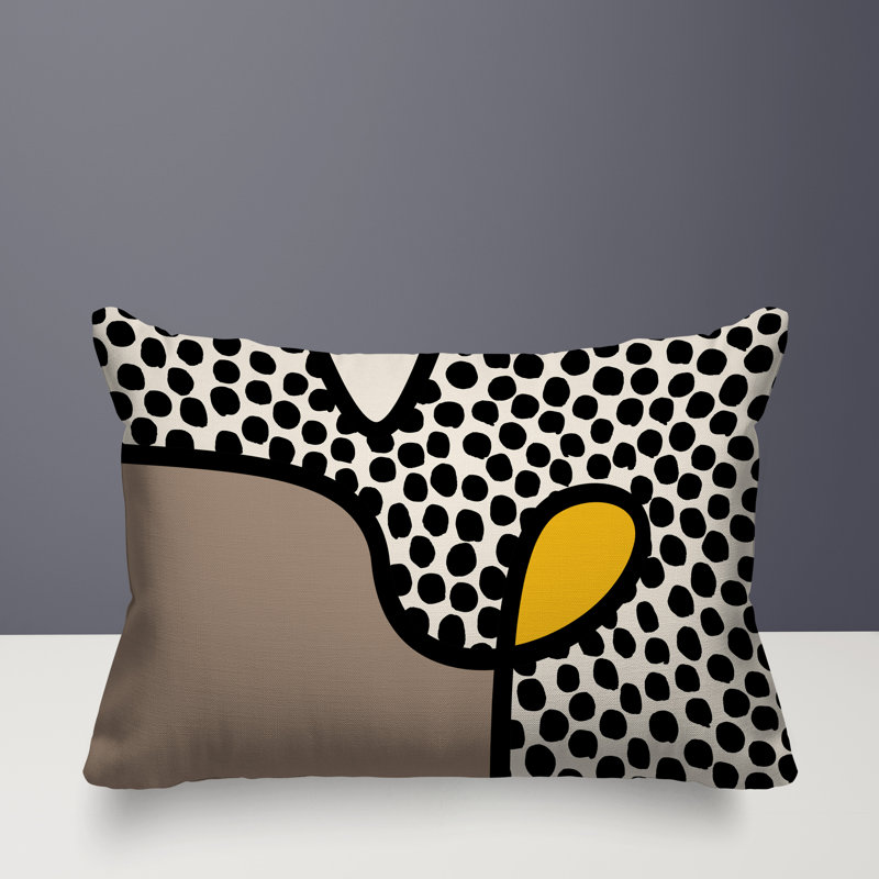 Coussin lombaire réversible intérieur / extérieur Jai Abstract, H 14 po x l 20 po, Jaune