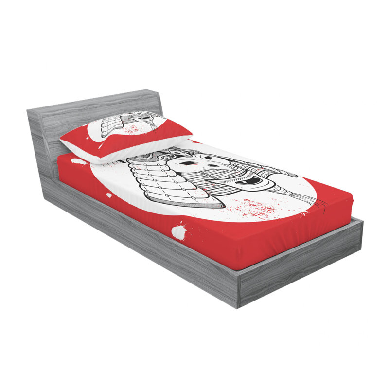 Ensemble de draps grunge teint ronin, Ensemble de draps pour lit simple avec drap-housse