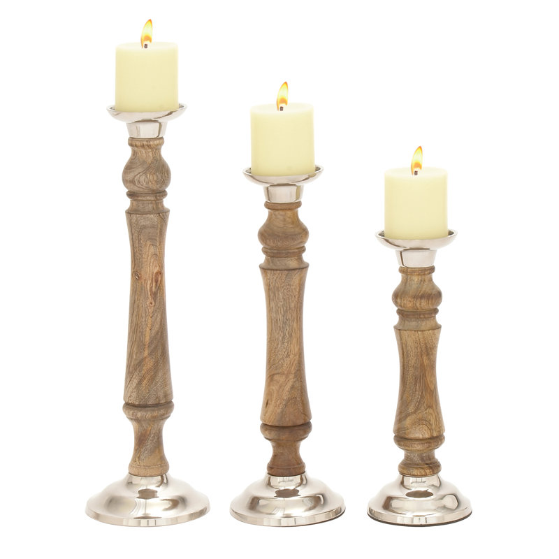 Ensemble de chandelles en bois 3 pièces