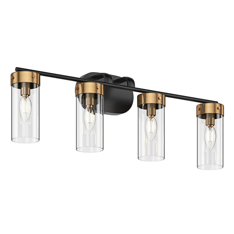 Luminaire de salle de bain moderne à abat-jour en verre transparent Fulghum 4-E12