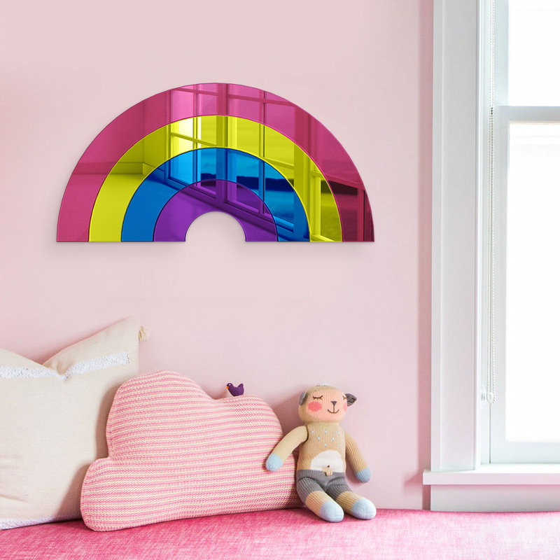 Décoration murale miroir arc-en-ciel en acrylique, H 26 po x l 20 po x P 1 po