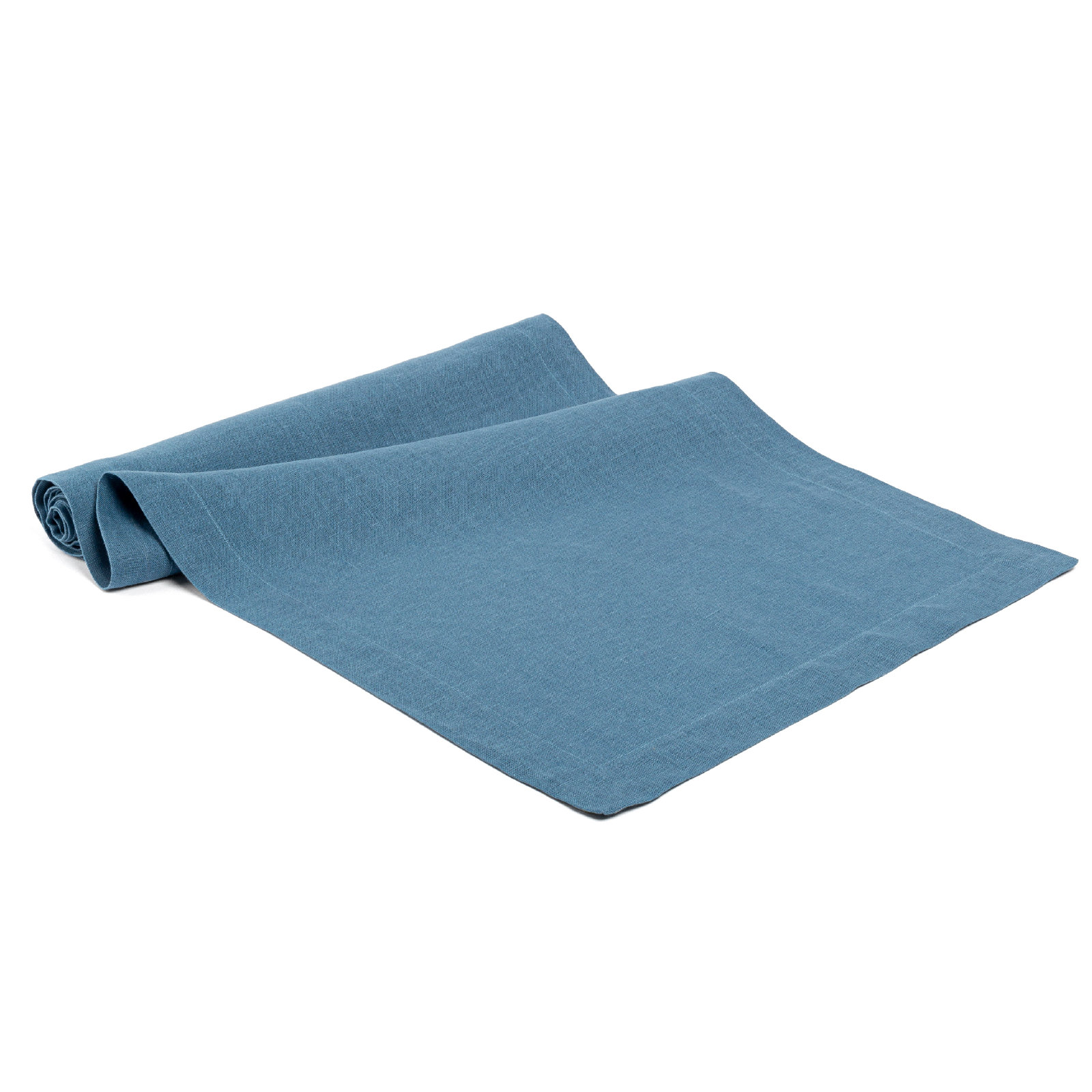 over&back Washed 100% Linen Table Runner - Machine Washable, Blue, 18" W x 108" L