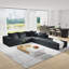 Ensemble de canapé modulaire rembourré de style moderne sans dossier, avec canapé modulaire de L de 132 po et 6 coussins, canapé-lit combiné gratuit pour le salon, la chambre à coucher-1075245125