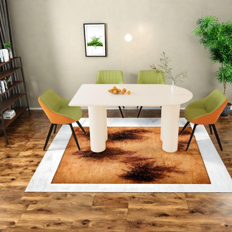 Ensembles de table de salle à manger modernes avec pieds en métal, table en MDF, chaises en polyuréthane pour la cuisine à domicile
