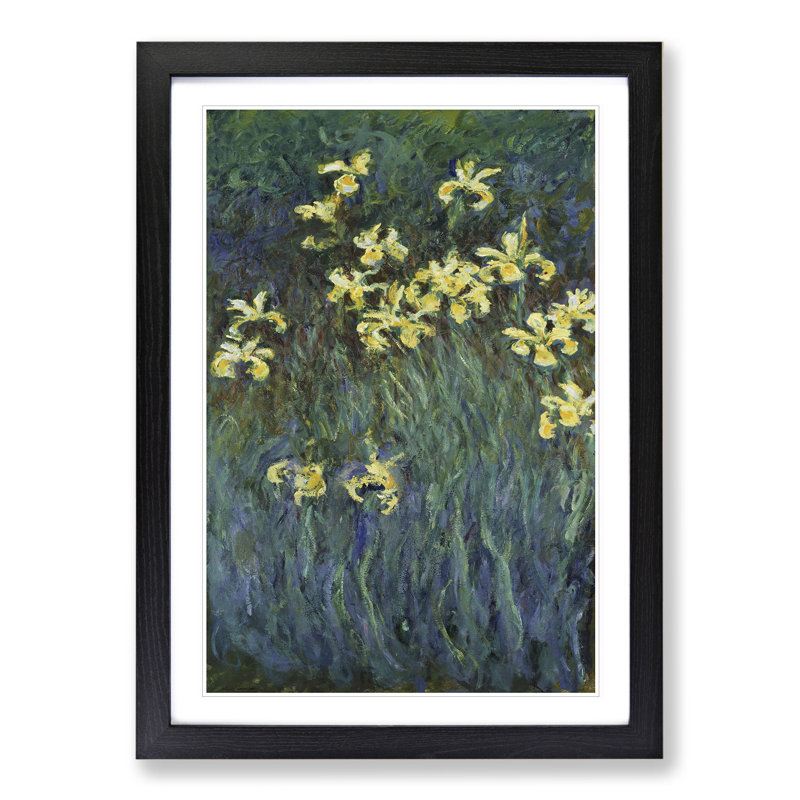 Yellow Irises by Claude Monet - Picture Frame Painting, Black Framed, 48cm H x 36cm W x 2cm D