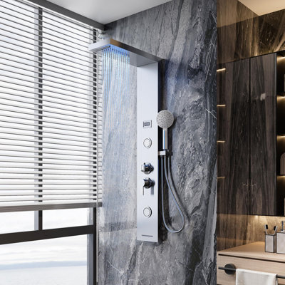 Shower Panel Tower System, LED Shower Panel Tower, Rainfall Waterfall Shower Head With Handheld