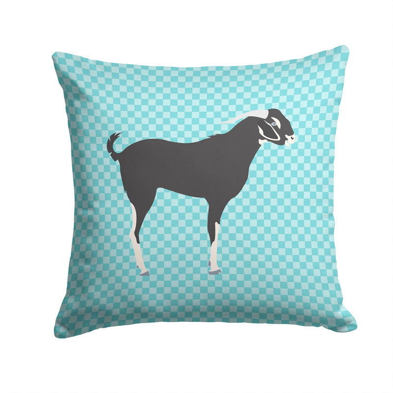 Coussin décoratif d’extérieur en tissu à vérifier chèvre, Bleu, 14 po x 14 po
