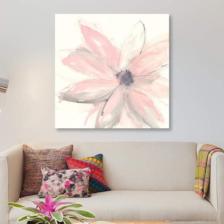 «Blush Clematis I» par Chris Paschke - impression sur toile tendue, H 48 po x l 48 po x P 1,5 po, Toile tendue, Pas de tapis