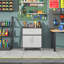 Armoire de rangement pour outils en métal avec roulettes et portes verrouillables - H 34,22 po x l 29,34 po x P 16,37 po, 1 tiroir, noir et gris, 2 portes verrouillables, grises et roulantes